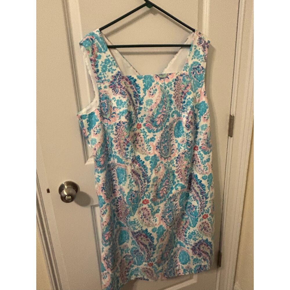 Talbots plus sleeveless paisley floral dress 16w nwt aqua pink paisley cotton